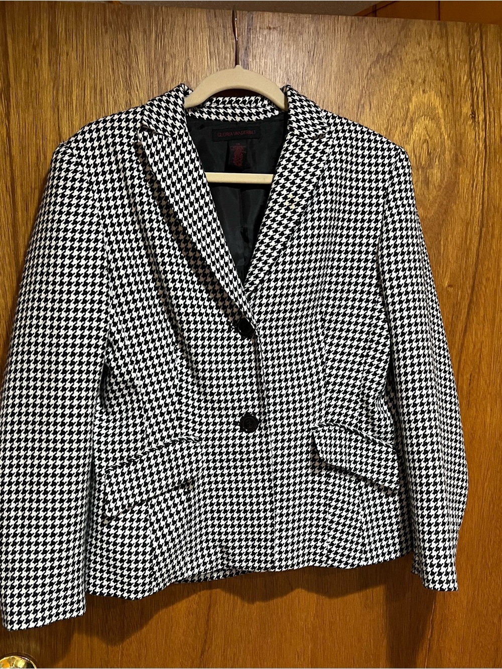 Gloria Vanderbilt Houndstooth Blazer Jacket - Black & White